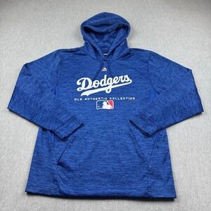Los Angeles Dodgers Hoodie Men Medium Blue Pullover MLB Baseball Fleece Majestic